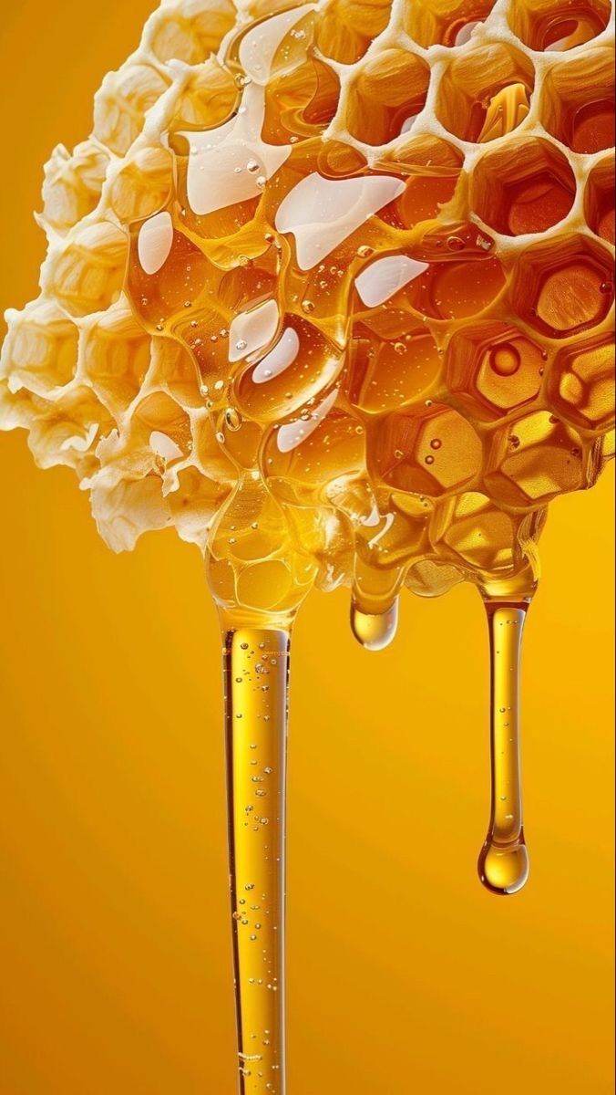Fresh honeycomb dripping golden honey